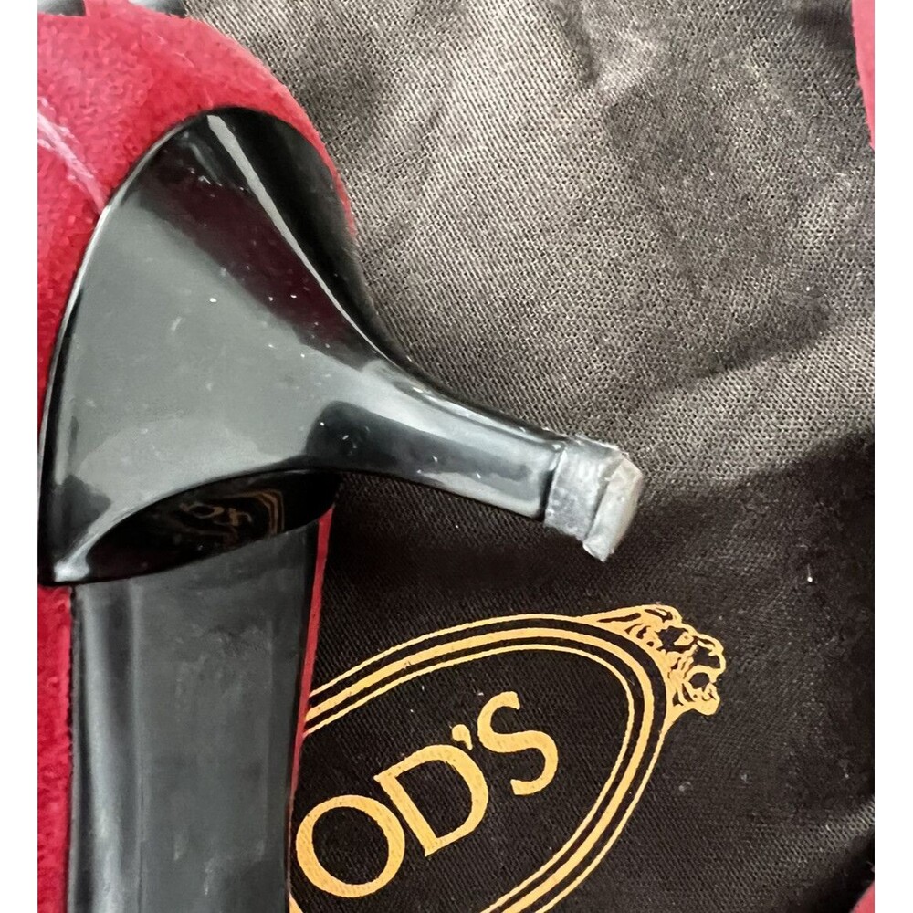 Tod's Woman's Red Suede Heels Size 39 With Bag - Picture 5 of 7